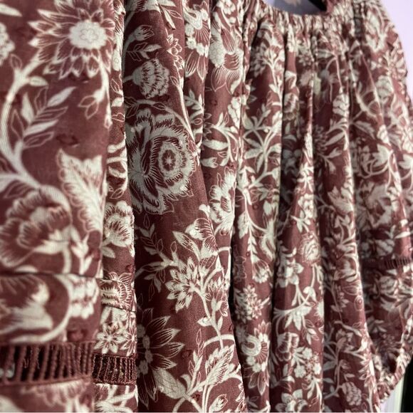 Olivaceous Avery Dress Boho Western Floral Lace Puff Short Sleeve Mini Medium - Picture 14 of 15